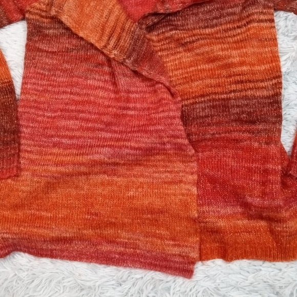 Como Vintage Womens Sweater Cardigan Orange Small Open Front Long Sleeve Sparkle - Picture 4 of 10